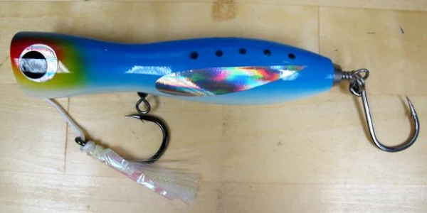 A Single Raptor Lure Hook and Raptor Assist Hook added to a Popper lure