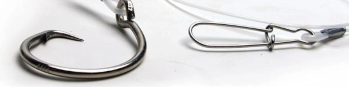 Close-up of fishing hook and swivel